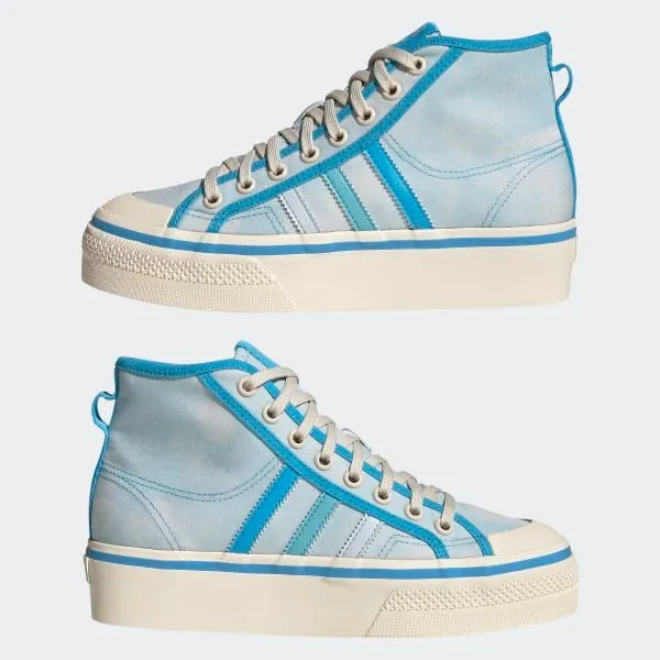 Adidas Women's Nizza Platform Mid Shoes - Almost Blue / Pantone / Wonder White