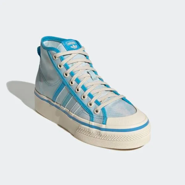 Adidas Women's Nizza Platform Mid Shoes - Almost Blue / Pantone / Wonder White