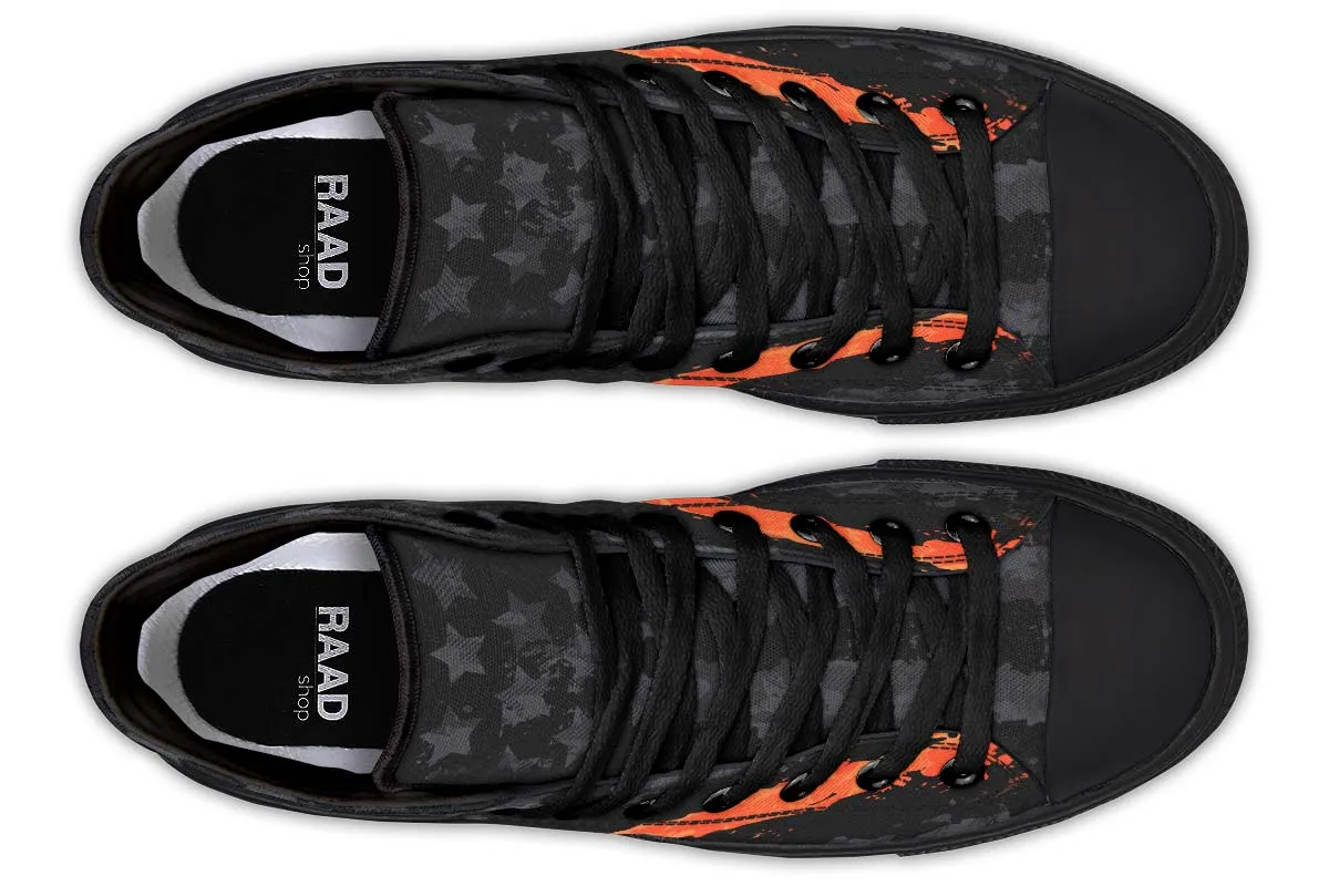 Black Camo And Orange Stripe