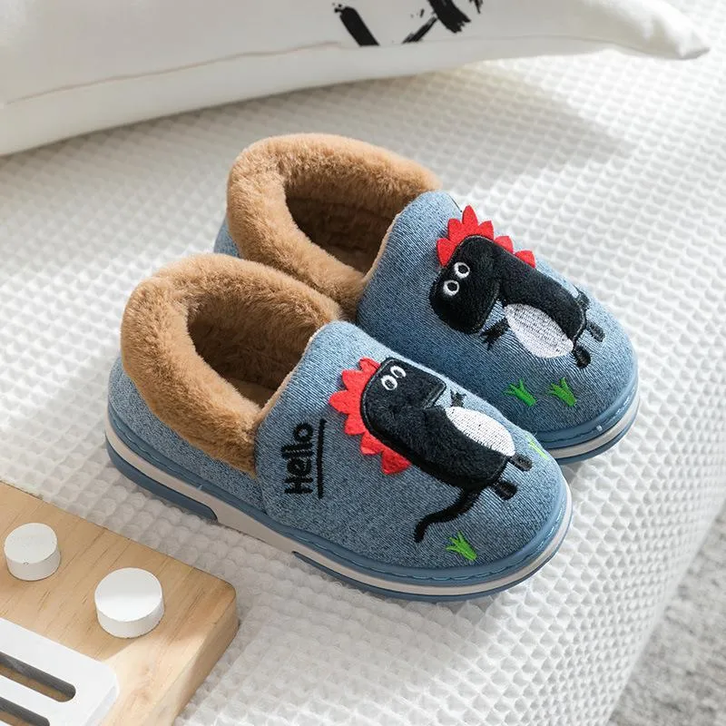 Children's Winter Cotton Dinosaur Slippers Soft