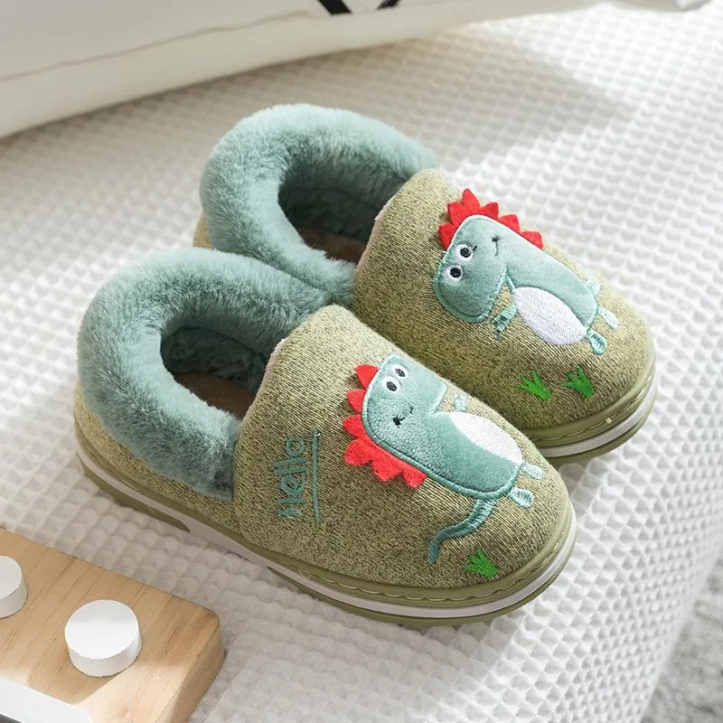 Children's Winter Cotton Dinosaur Slippers Soft