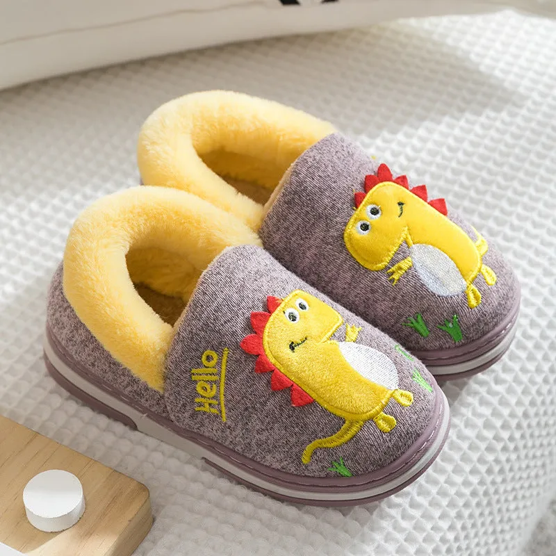 Children's Winter Cotton Dinosaur Slippers Soft