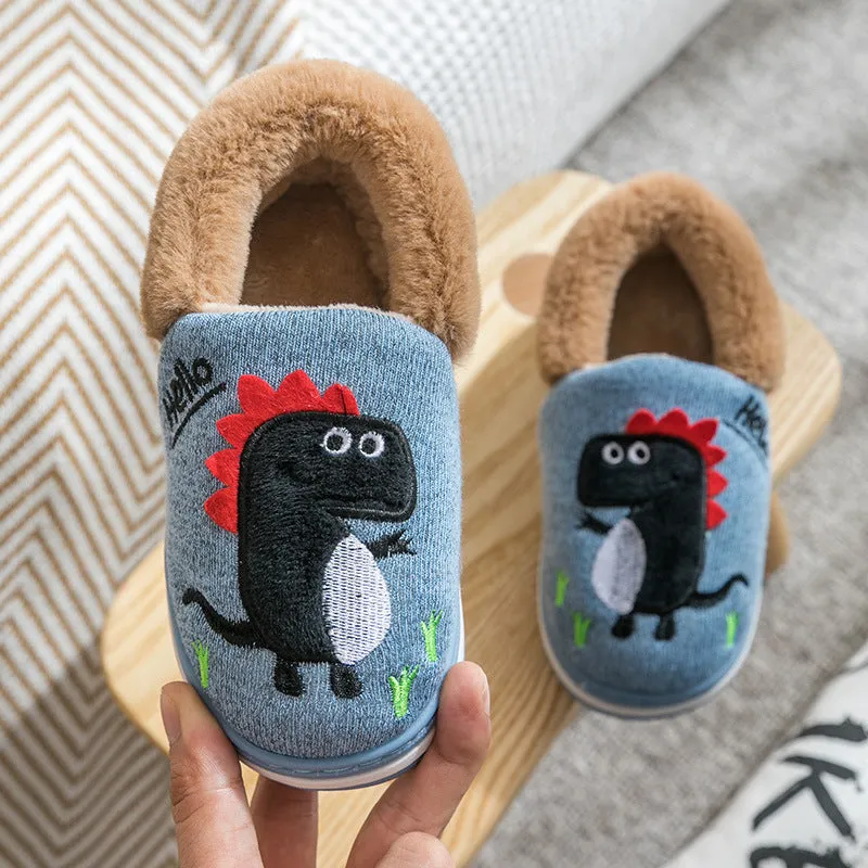 Children's Winter Cotton Dinosaur Slippers Soft