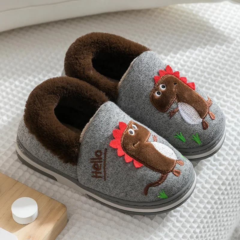 Children's Winter Cotton Dinosaur Slippers Soft