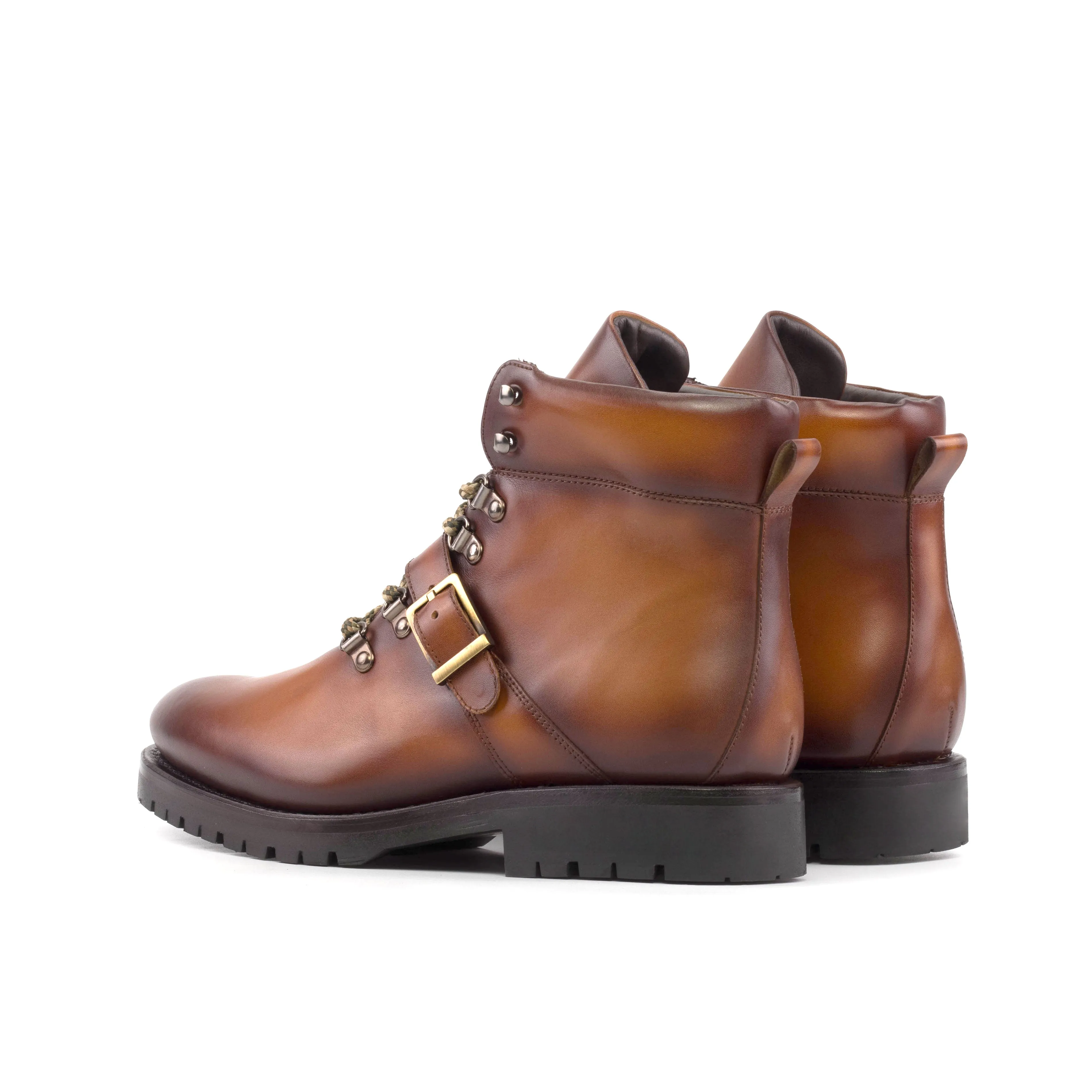 Cognac Calf Leather Hiking Boots