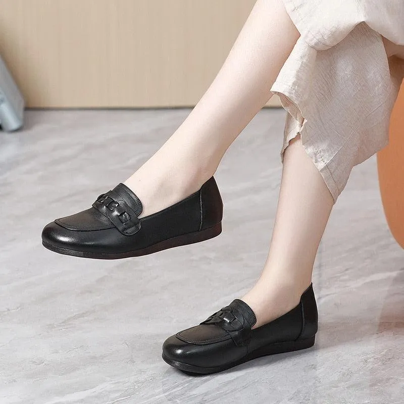 Comfortable Soft Flat Leather Women's Casual Shoes TM106