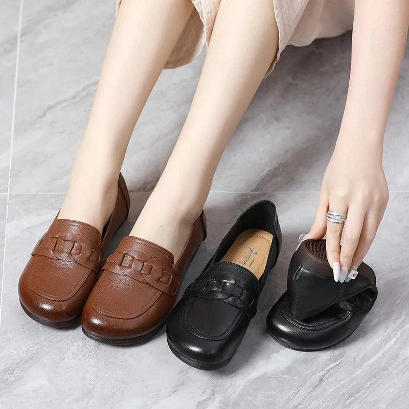 Comfortable Soft Flat Leather Women's Casual Shoes TM106