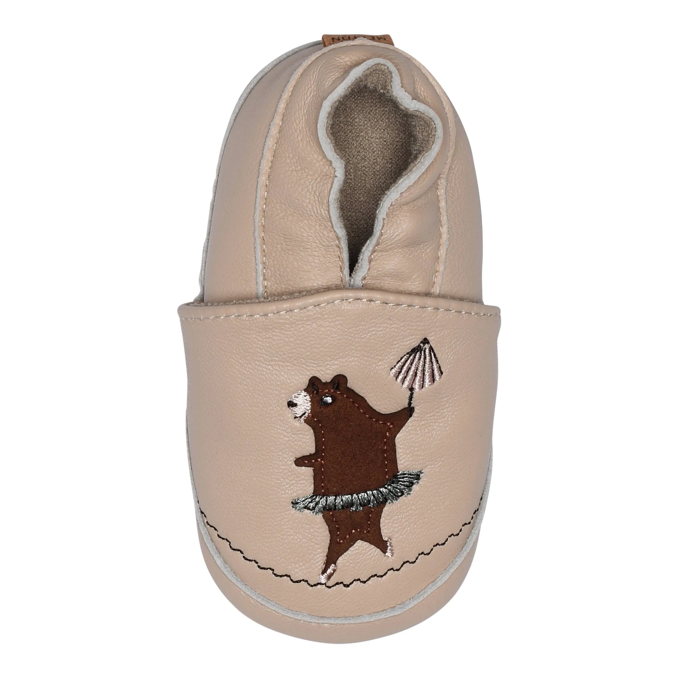 Dancing bear leather slippers