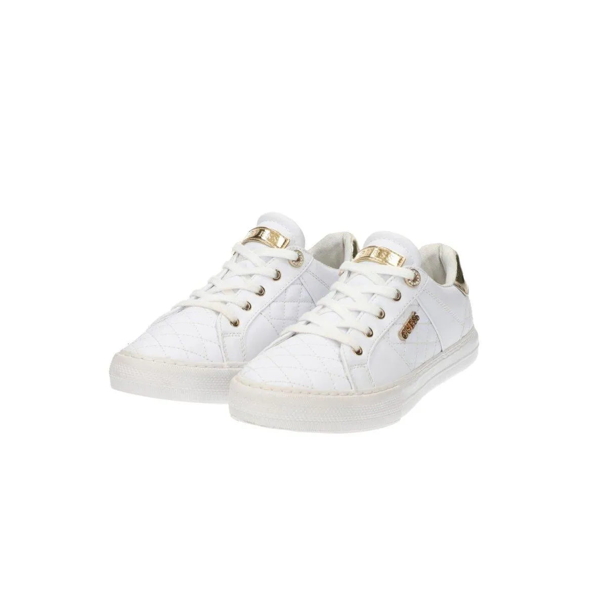 Guess Loven Quilted Low-Top Sneakers White Colour For Women