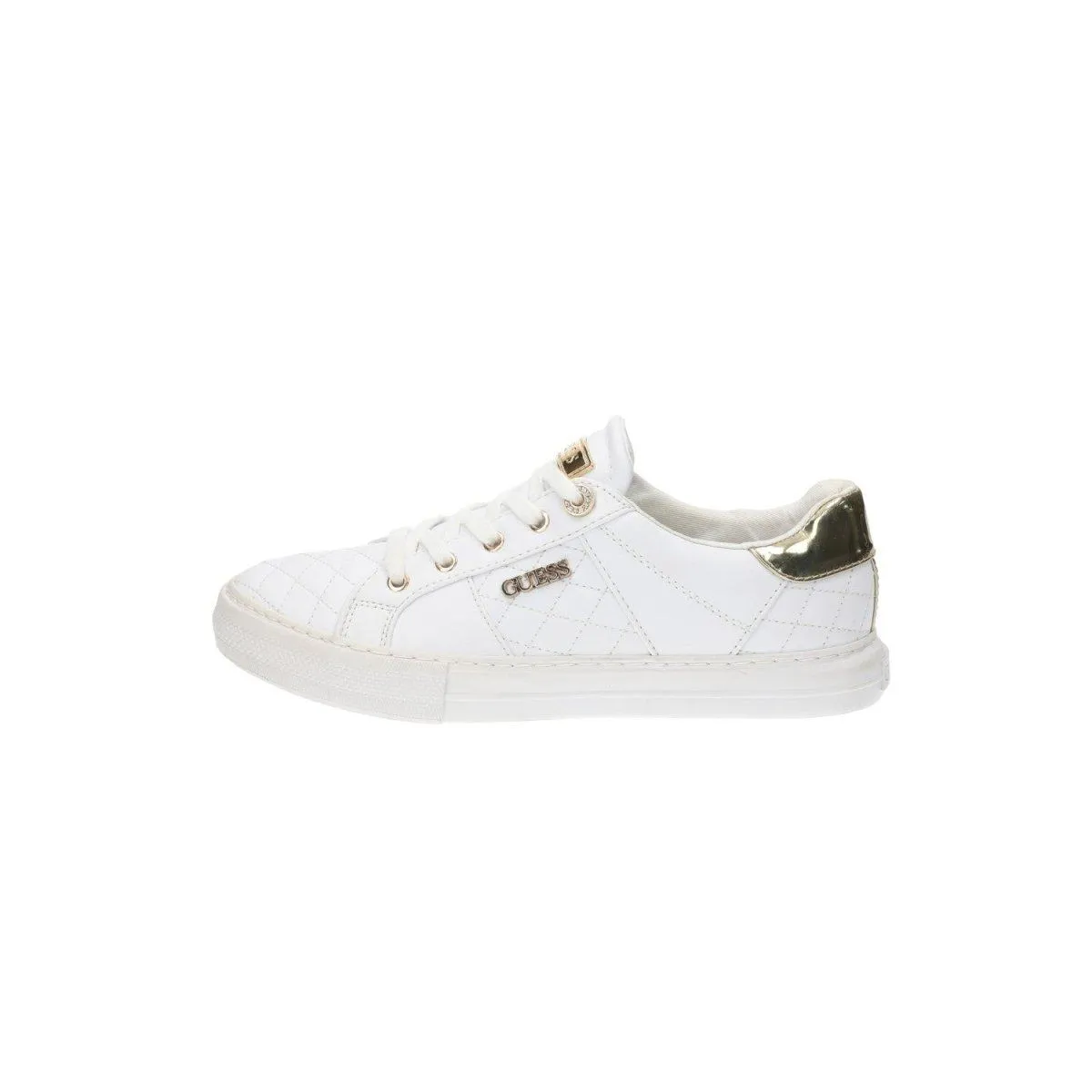 Guess Loven Quilted Low-Top Sneakers White Colour For Women