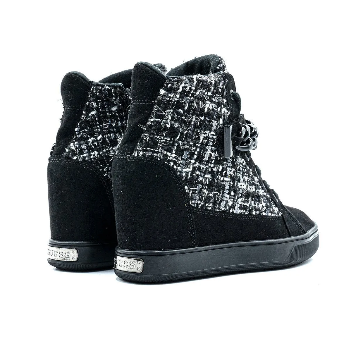 Guess Wedge Sneakers Fabric Black Colour For Kids