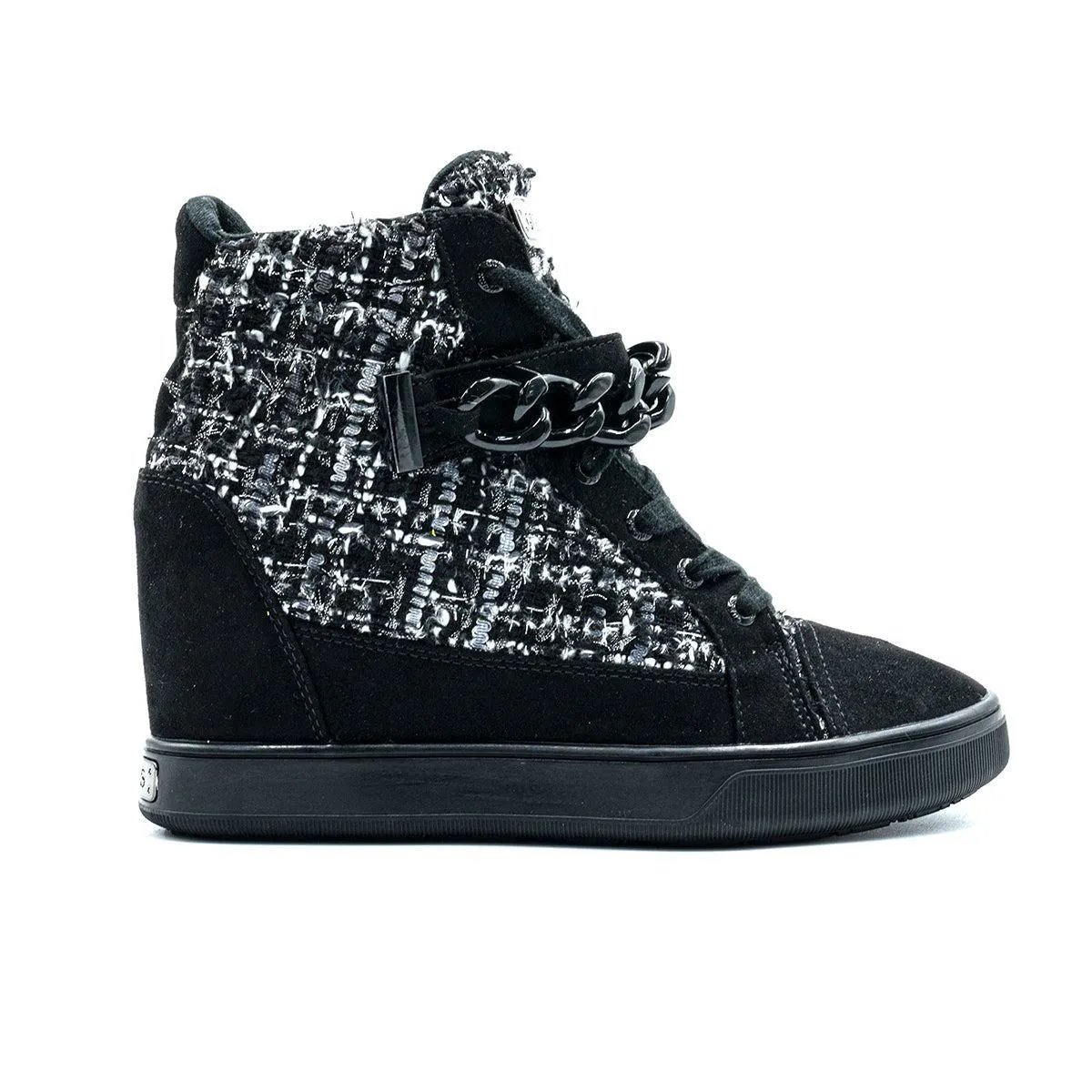 Guess Wedge Sneakers Fabric Black Colour For Kids