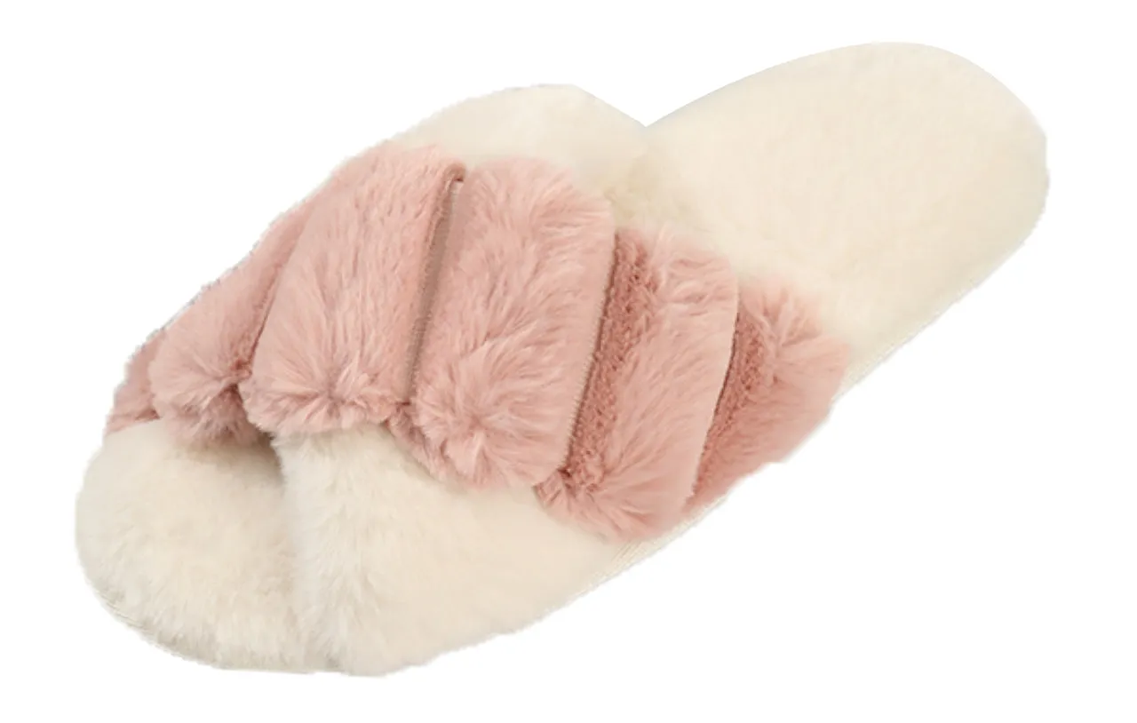 Inviting Faux Fur Slippers for Women - Unique Cotton Stuffing, Comfortable, Warm, Slip-On