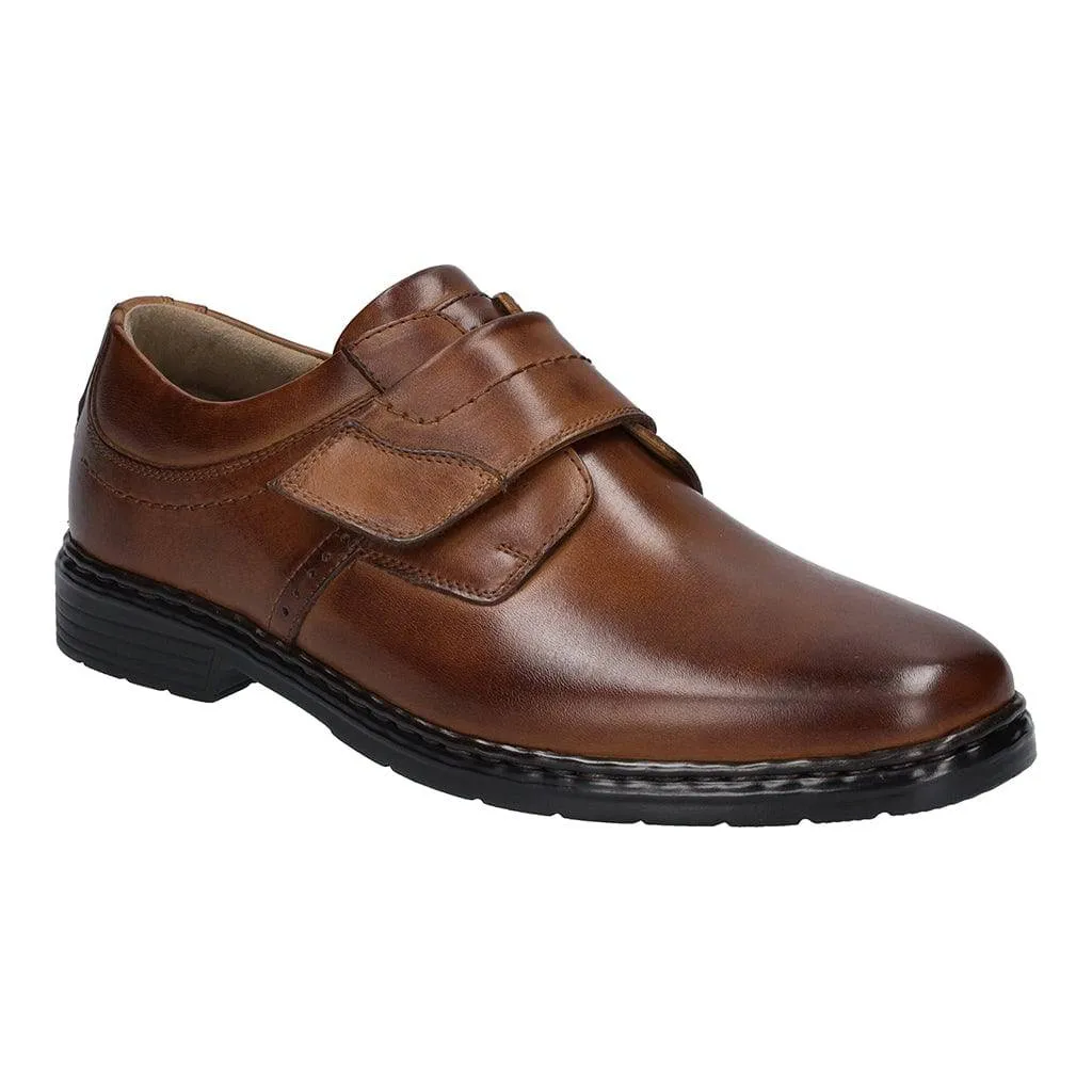 Josef Seibel Alastair 16 Mens Cognac Leather Wide Fit Touch Fastening Shoes