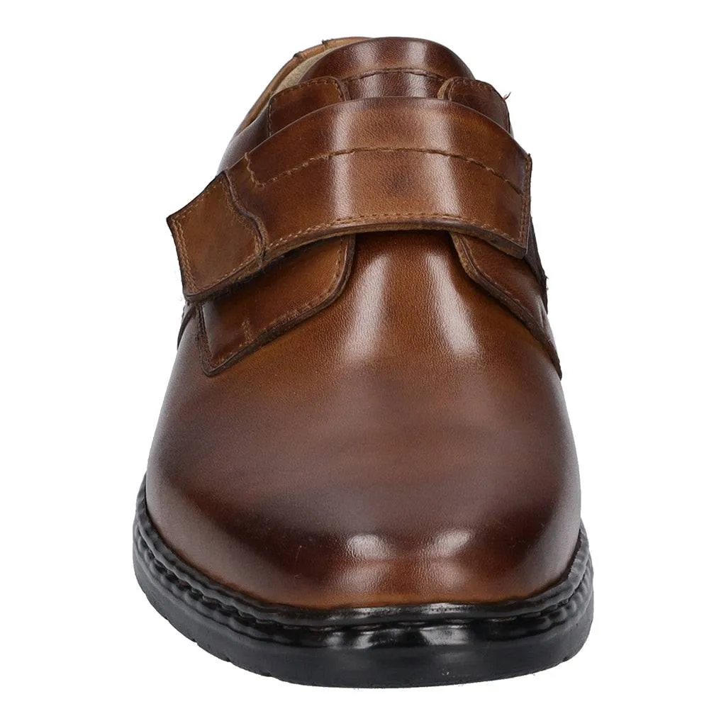 Josef Seibel Alastair 16 Mens Cognac Leather Wide Fit Touch Fastening Shoes