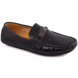 Men “NAOR” Textured Buckle Stitch Detail Loafer Shoes