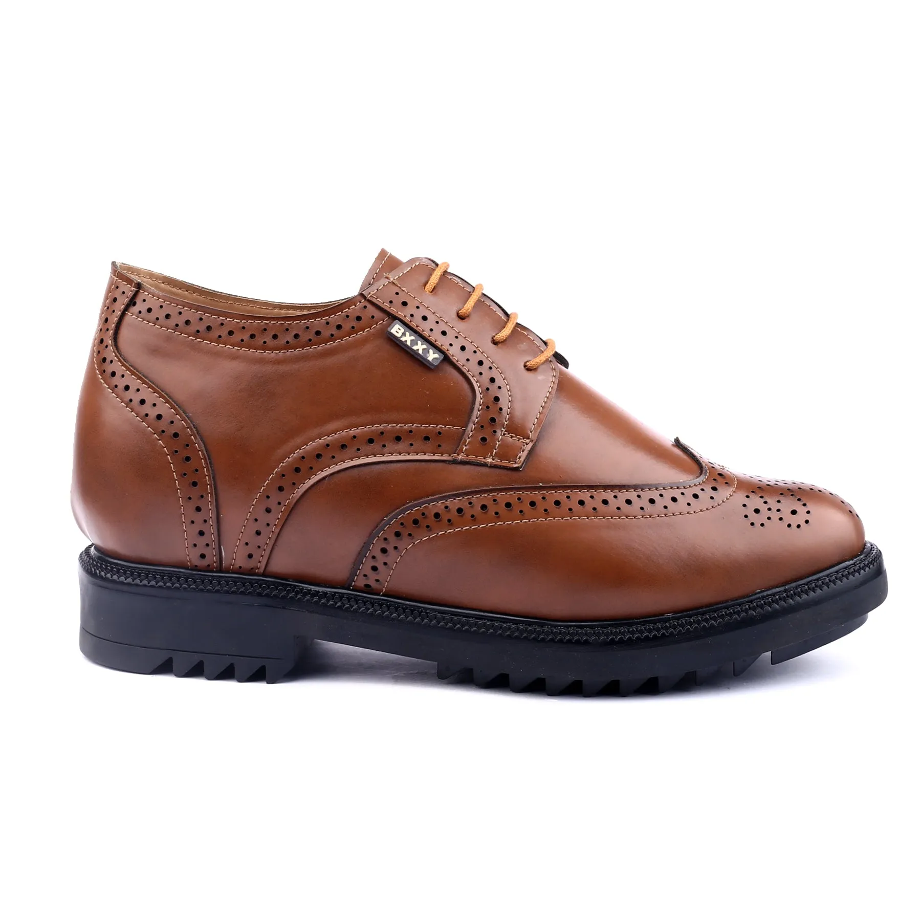 Men's 3.5 Inch Hidden Height Increasing Vegan Leather Brogue Shoes