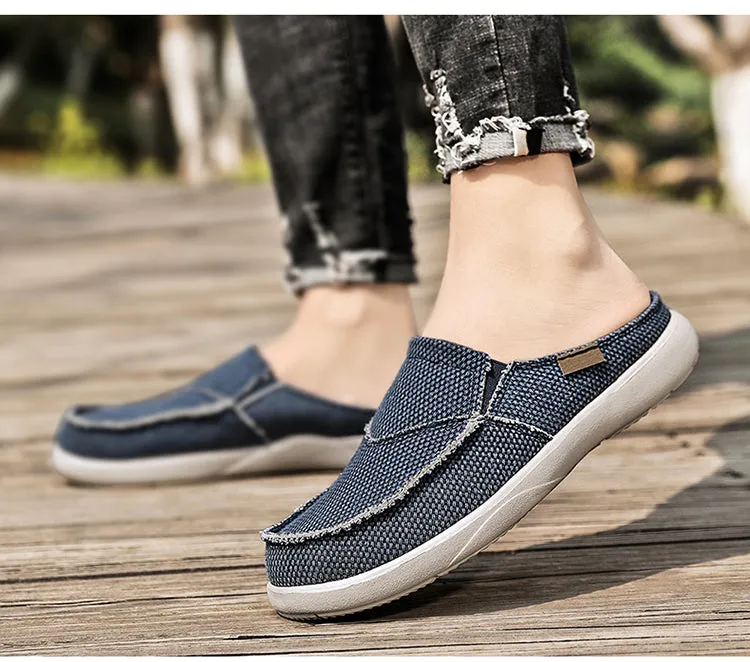 Men's Canvas Casual Half Slippers Lightweight Comfortable Loafer   Fashion slippers