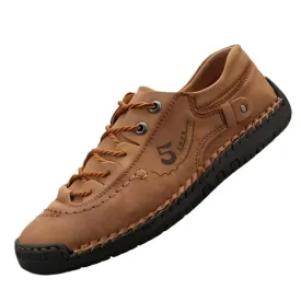 Men's Casual Leather Tan Shoes Lightweight