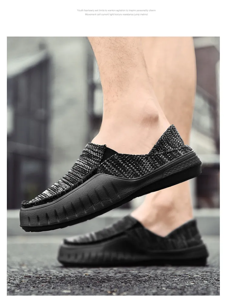 Men's Casual Walking Shoes Slip On Loafers Breathable Comfortable Lightweight Knitted Shoes