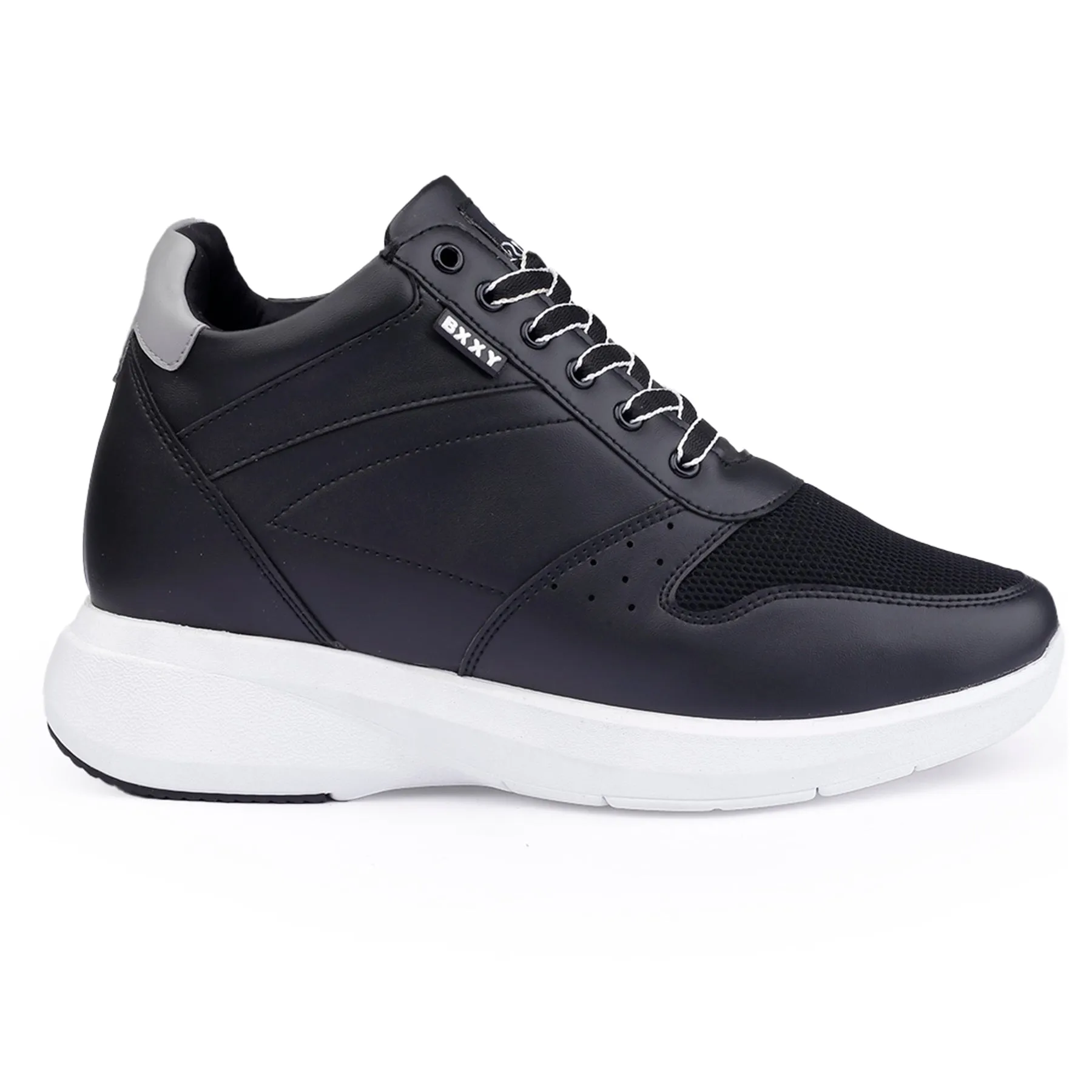 Men's Stylish Hidden Height Increasing Faux Leather Material Casual Outdoor Lace-Up Shoes