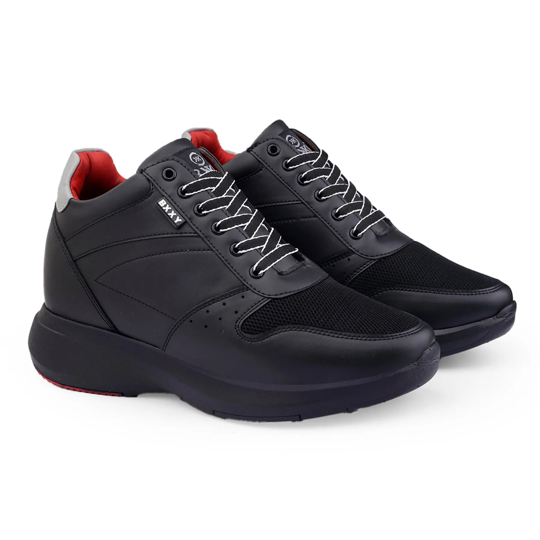 Men's Stylish Hidden Height Increasing Faux Leather Material Casual Outdoor Lace-Up Shoes