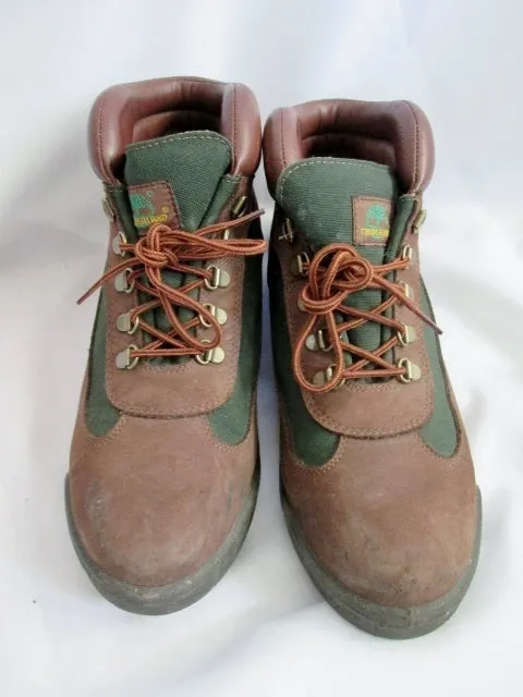 Mens TIMBERLAND 10025 Leather HIKING Boots Trekking BROWN 10.5 GREEN