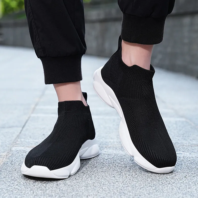 Mens Walking Shoes Breathable Knit Slip On Sneakers Lightweight  Shoes Casual Running Tennis Shoes