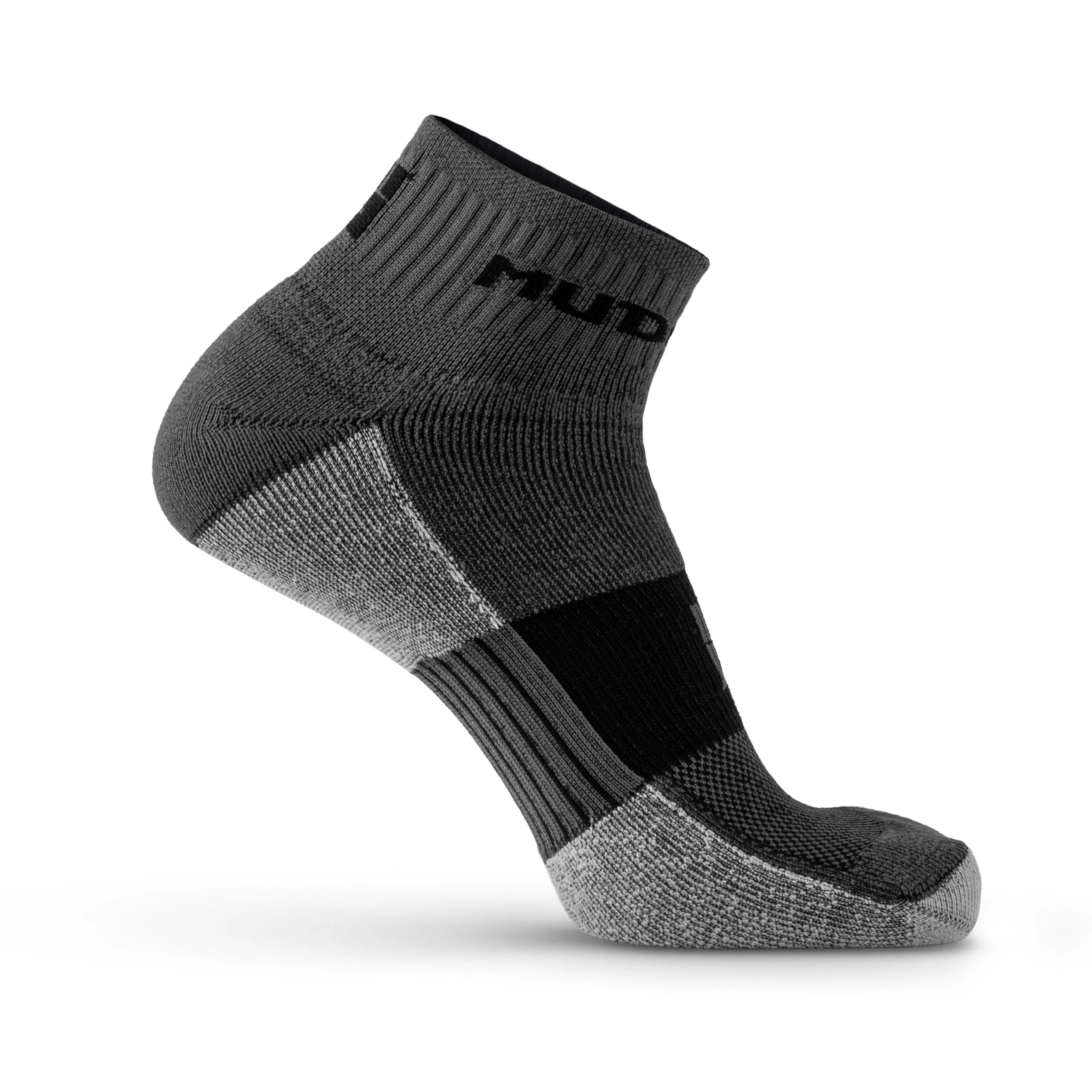 MudGear Quarter (¼) Crew Socks - Gray/Black (2 pair pack)