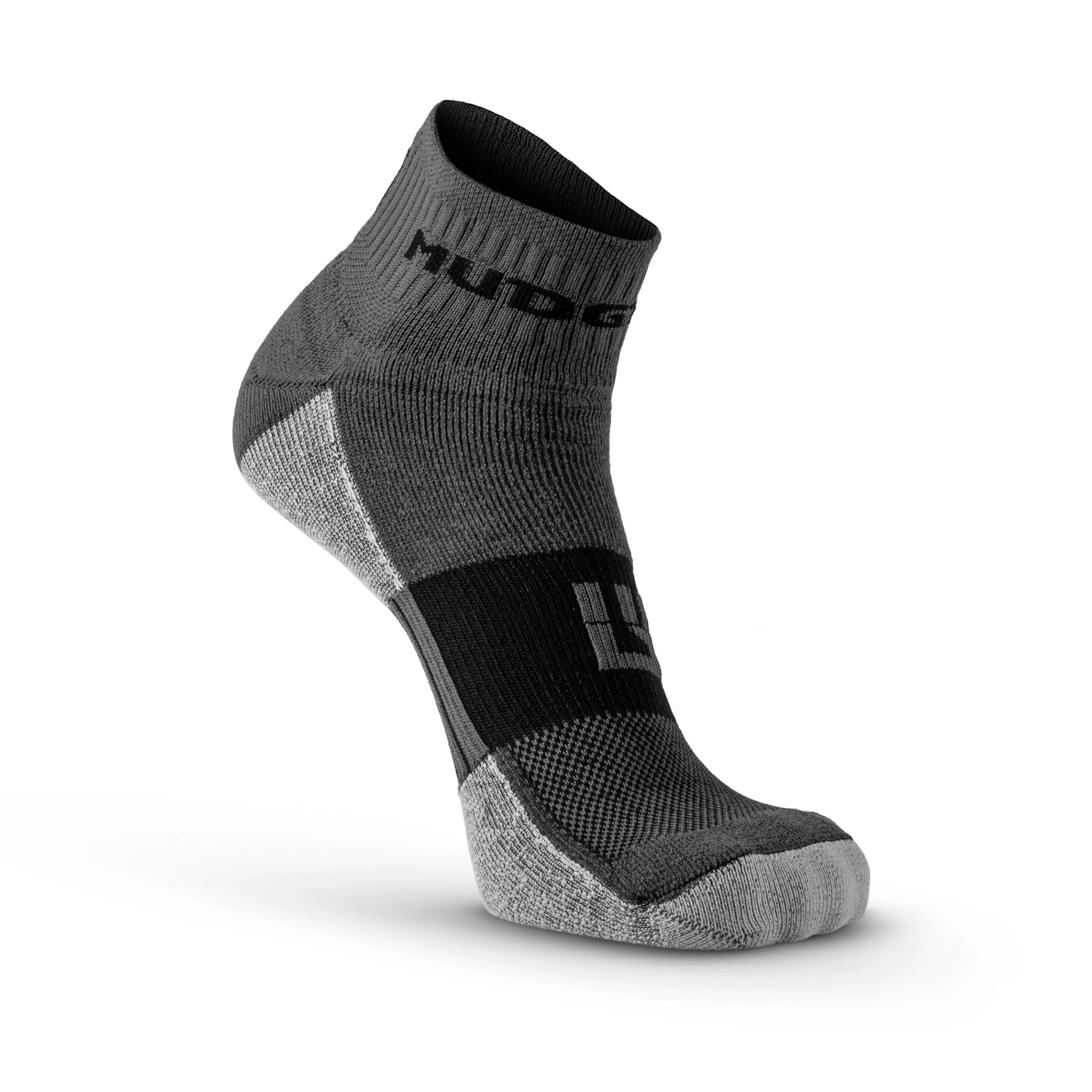 MudGear Quarter (¼) Crew Socks - Gray/Black (2 pair pack)