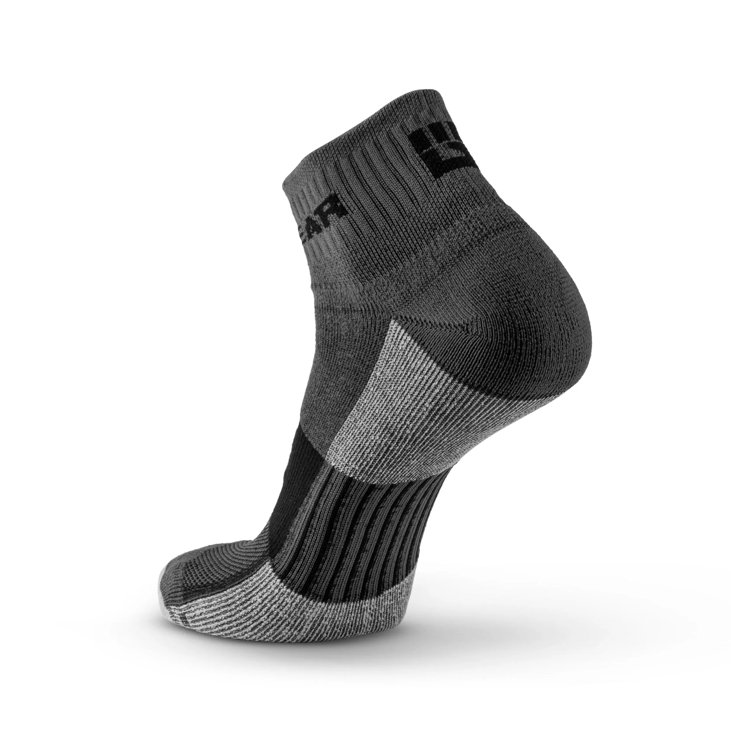 MudGear Quarter (¼) Crew Socks - Gray/Black (2 pair pack)