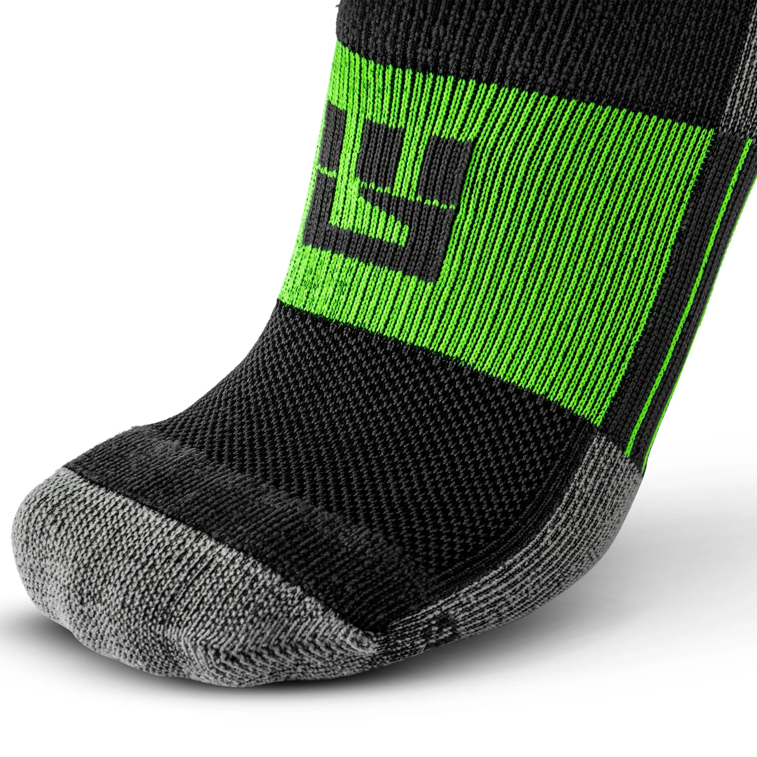 MudGear Quarter (¼) Crew Socks - Gray/Green (2 pair pack)