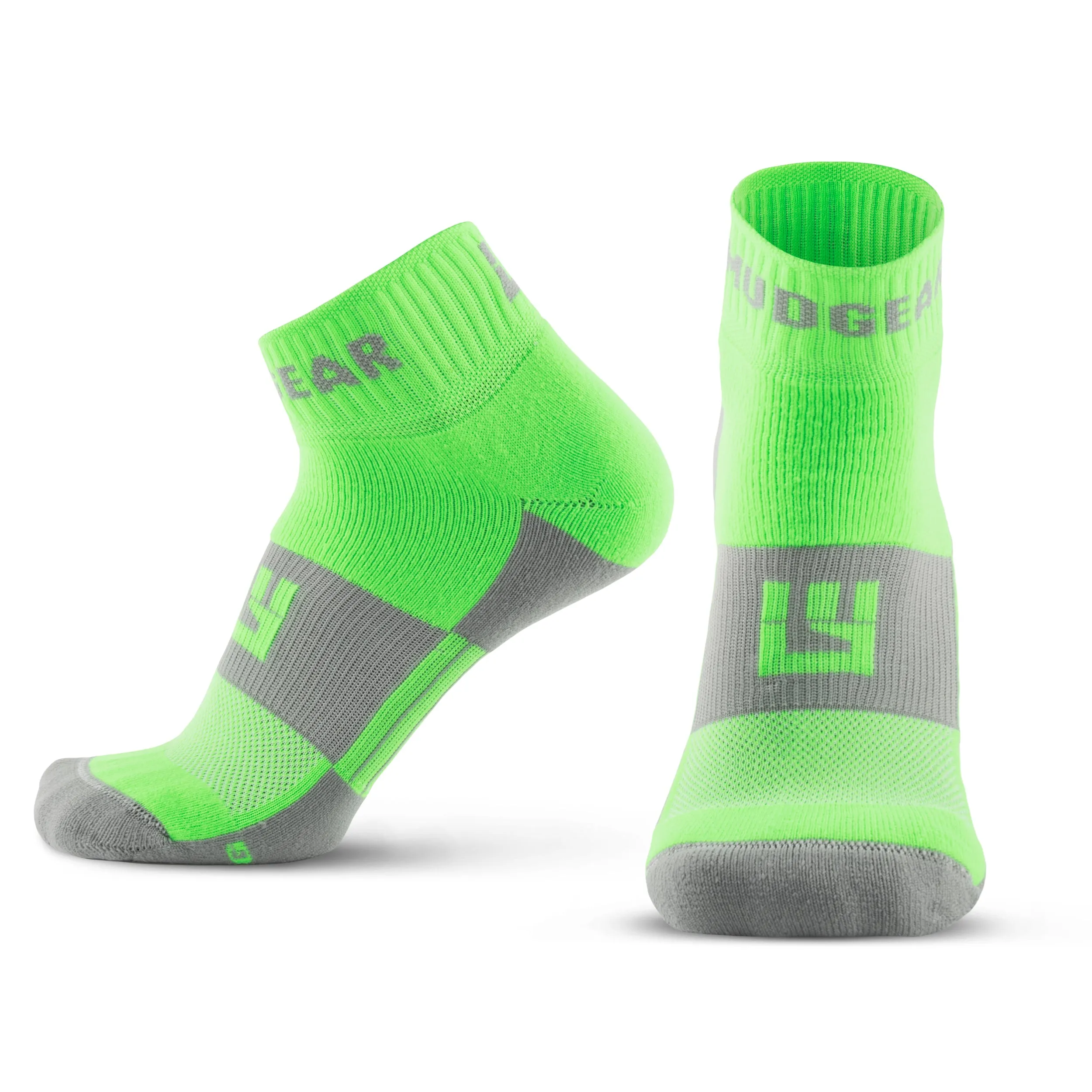 MudGear Quarter (¼) Crew Socks - Neon Green (2 pair pack)