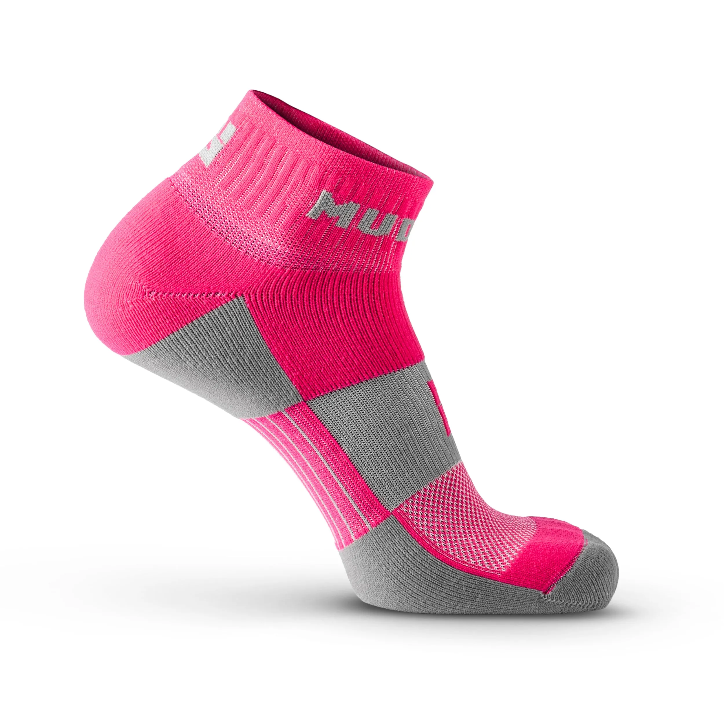 MudGear Quarter (¼) Crew Socks - Pink/Gray (2 pair pack)