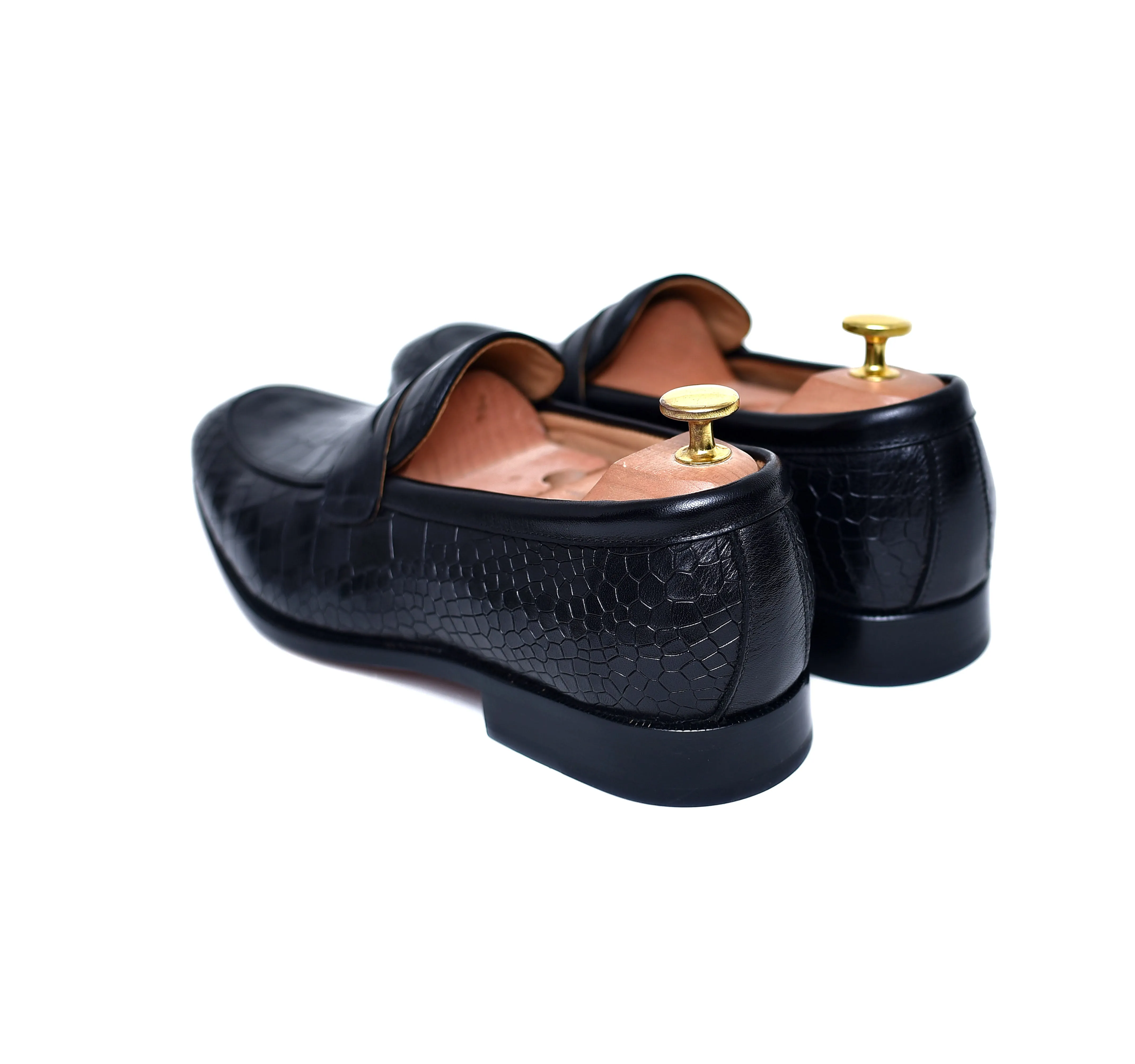 Seville - Black Slip-On Penny Loafers