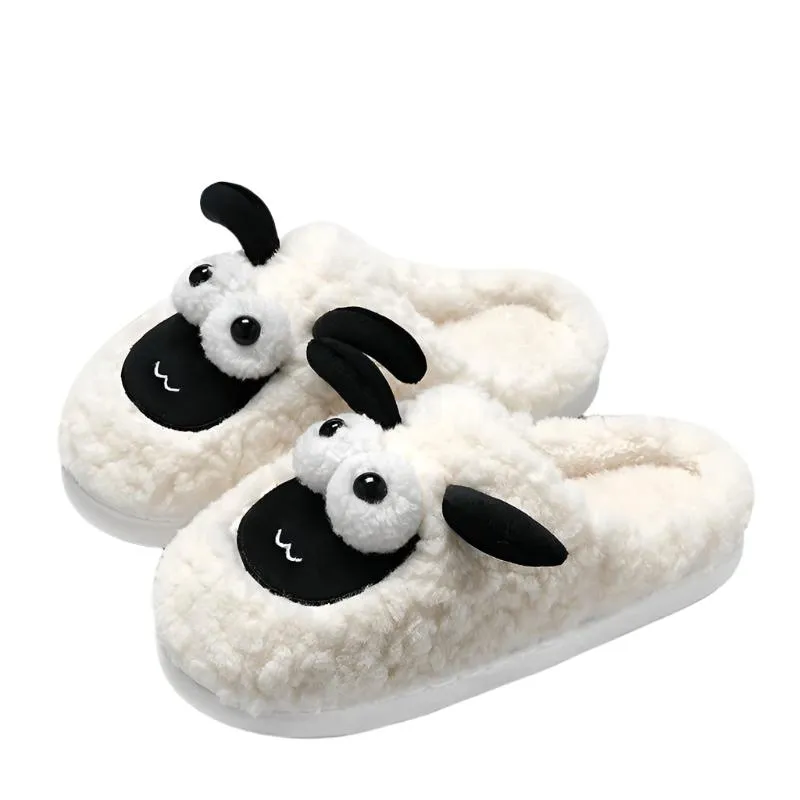 Simple Warm Slip-on Cotton Unisex Lamb Slippers