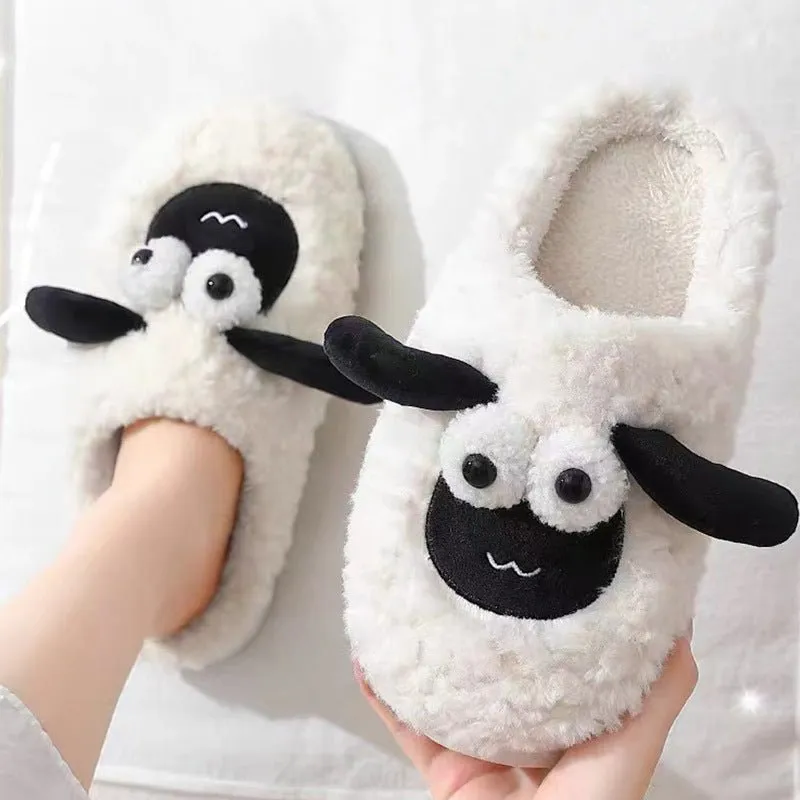 Simple Warm Slip-on Cotton Unisex Lamb Slippers