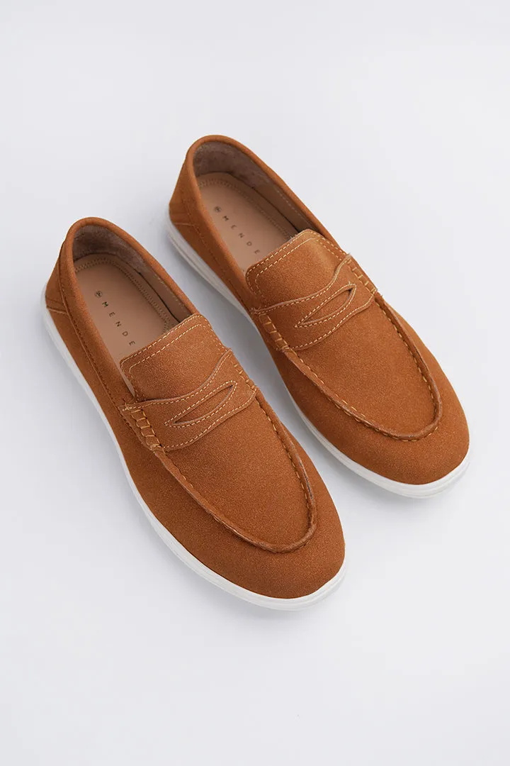 Slip On Suede Loafers - Brown