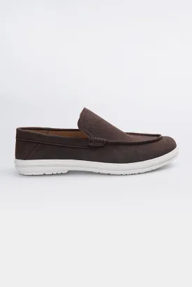 Slip On Suede Loafers - Dark Brown