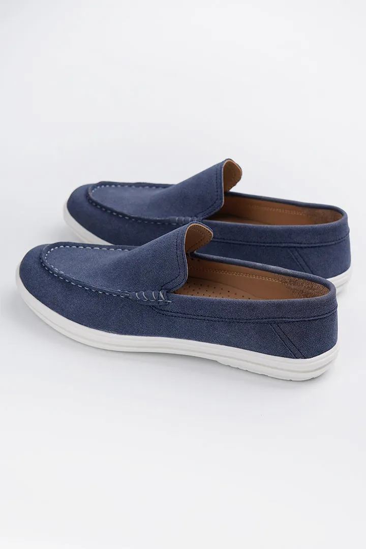 Slip On Suede Loafers - Ocean Blue