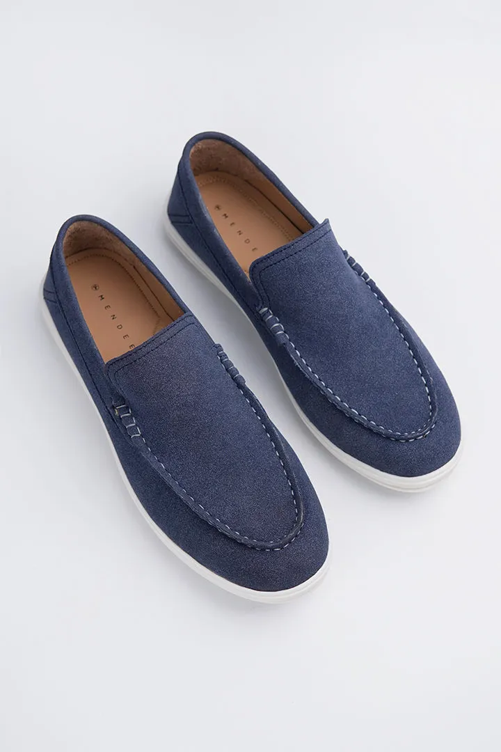 Slip On Suede Loafers - Ocean Blue