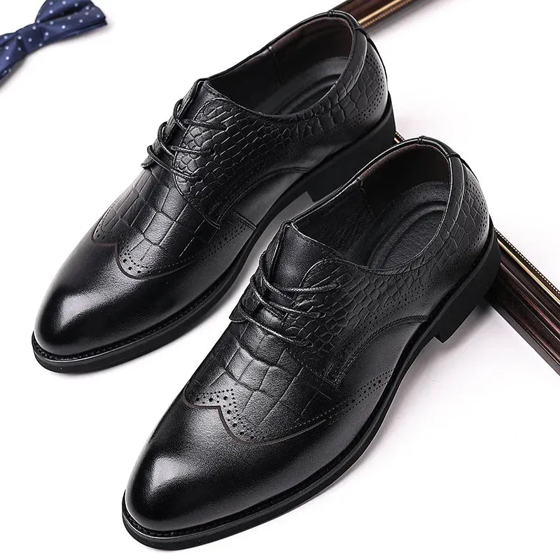 Stylish Genuine Leather Men's Shoes with Alligator & Crocodile Skin - Low MOQ