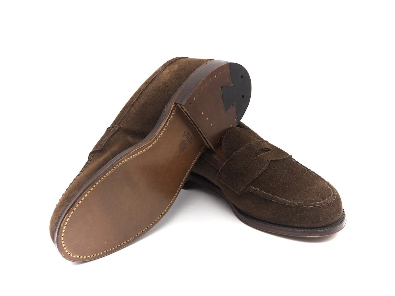 Unlined Handsewn Penny Loafer Dark Brown Suede