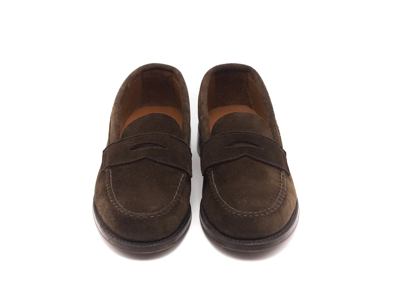 Unlined Handsewn Penny Loafer Dark Brown Suede