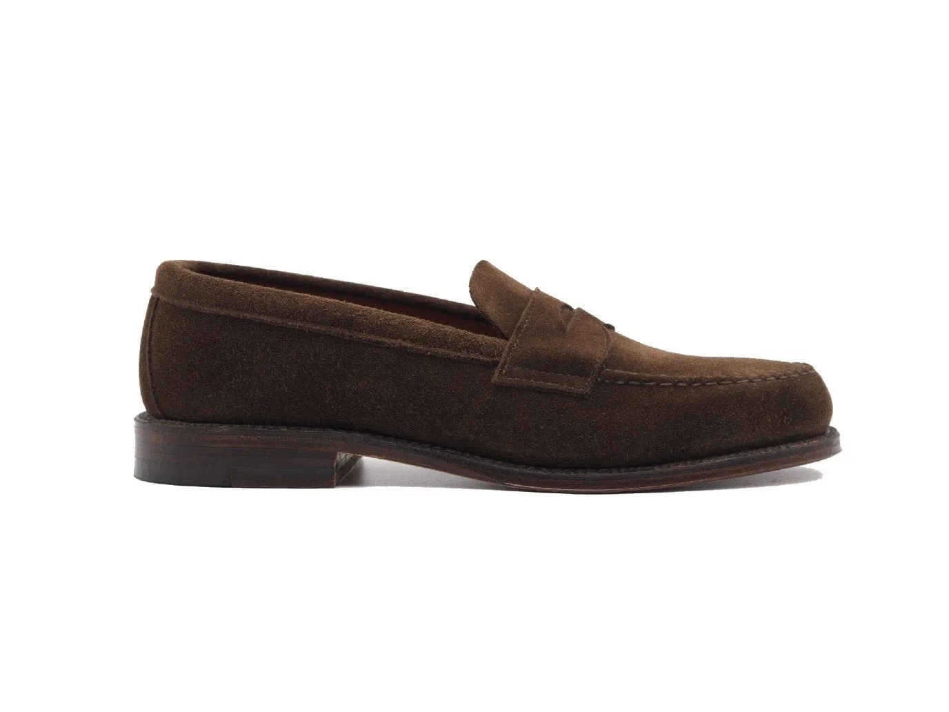 Unlined Handsewn Penny Loafer Dark Brown Suede