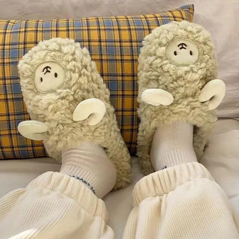 Warm Fuzzy Alpaca Llama Slippers