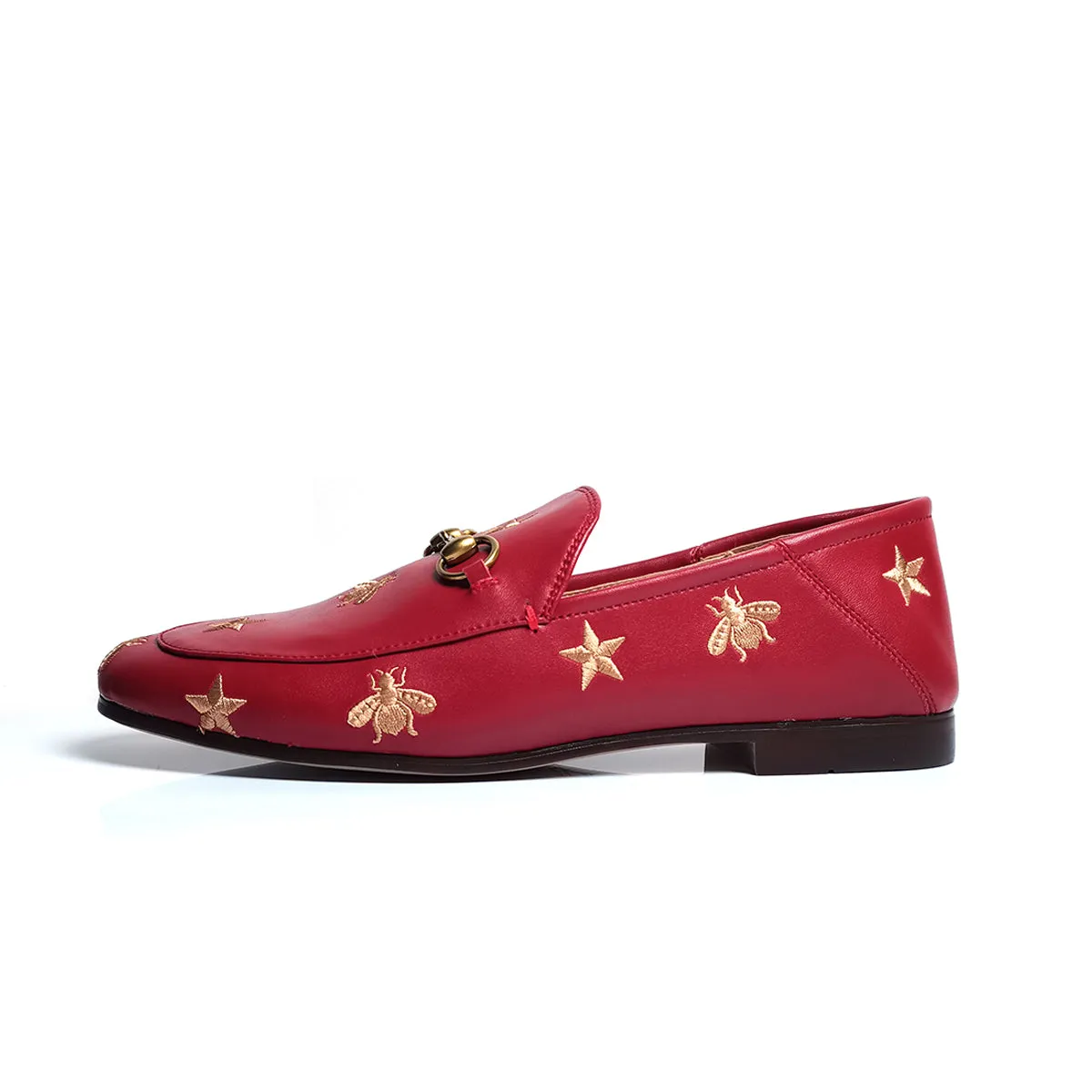 Women Classic Bee and Star Leather Loafers