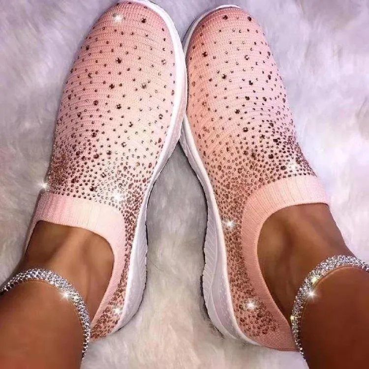 Women's glitter sock shoes shiny rhinestone tennis shoes fashion sneakers