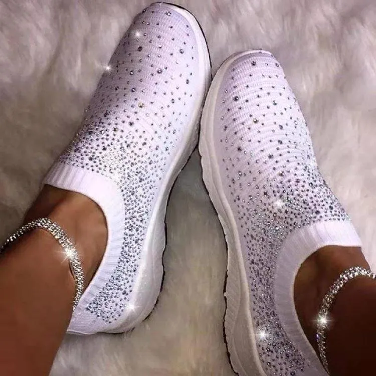 Women's glitter sock shoes shiny rhinestone tennis shoes fashion sneakers