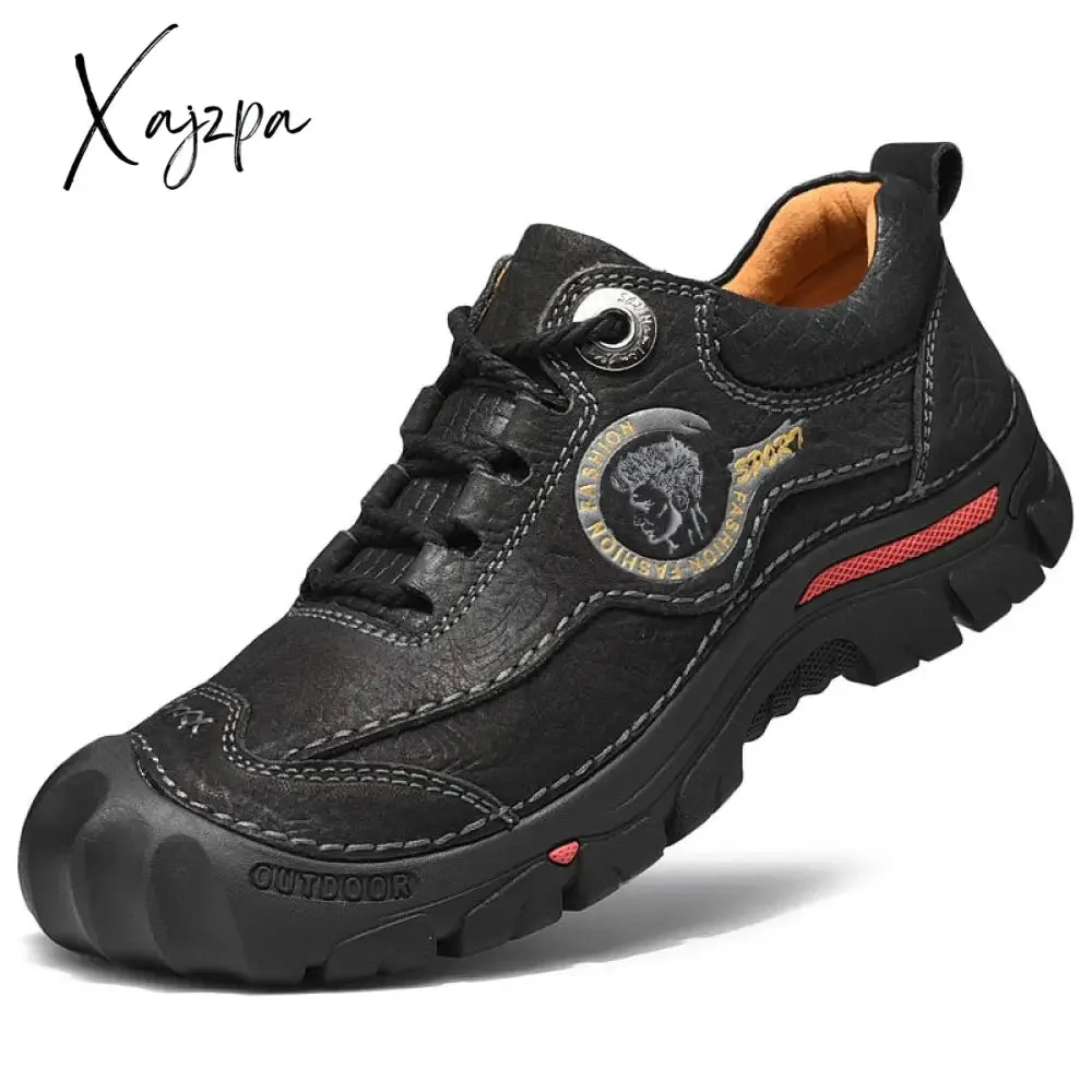 Xajzpa - Outdoor Camping Hiking Shoes Men Genuine Leather Sports Sneakers Man Travel Casual Shoes Leisure Walking Climbing Men's Footwear